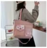Canvas Tote with Transparent Front Pocket Pink color SKU reference