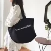Oversized Canvas Buckle Shopper Tote Black color SKU reference