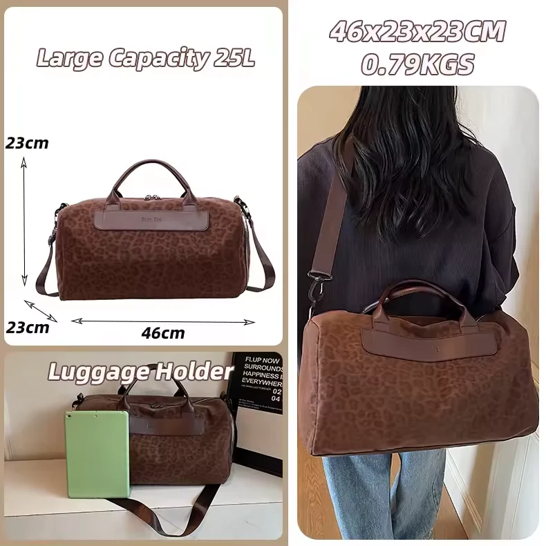 Leopard-Print PU Duffel with Shoe and Wet/Dry Storage product reference image