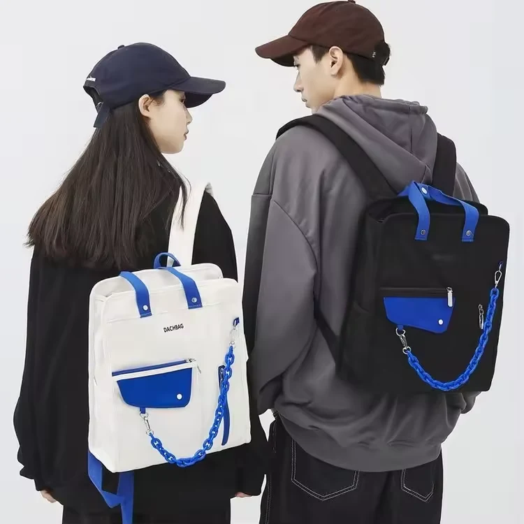 Klein-Blue Backpack with Acrylic Chain and Front Zip Pocket product reference image