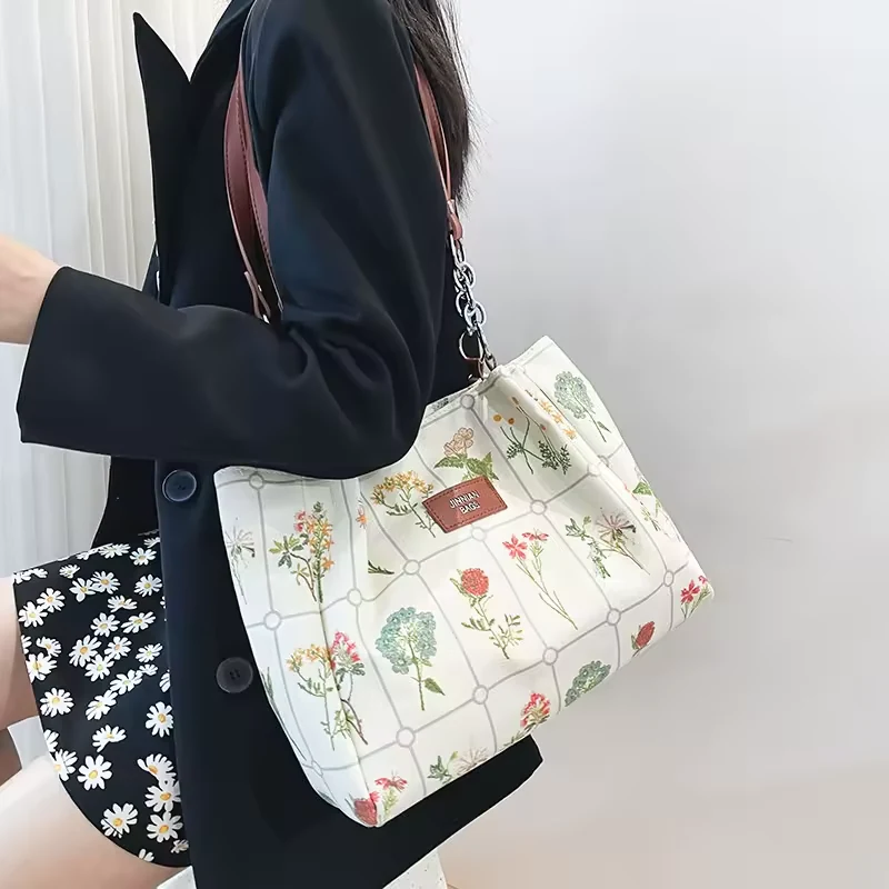 All-Over Print Canvas Tote with Chain-Style Strap product reference image