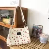 Zebra & Cherry Print Canvas Tote with Chain-Style Strap Print reference 01 color SKU reference
