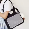 Clear-Front Pocket Tote with Plush Pendant Black color SKU reference