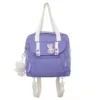 Nylon School Crossbody Bag with Rabbit Badge and Lamb Charm White color SKU reference