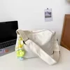 Canvas Messenger Tote with Flower Charm White color SKU reference