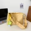 Canvas Messenger Tote with Flower Charm Yellow color SKU reference