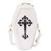 Coffin-Shaped PU Crossbody Bag with Cross Detail White color SKU reference