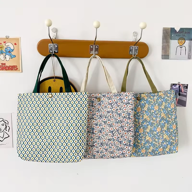 Tulip-Print Canvas Tote with Zip Closure product reference image