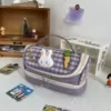 Rabbit-Print Nylon Top-Handle Bag with Zippered Storage Lilac color SKU reference