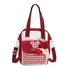 Panda-Print Checkerboard Crossbody Bag with Charm Options Red bag color SKU reference