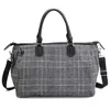 British Plaid Nylon Travel Duffel with Adjustable Strap Black color SKU reference