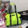 Nylon Gym Tote with Shoe Pocket and Reflective Detail Green color SKU reference