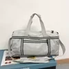 Foldable Oxford Gym Duffel with Reflective Detail and Side Mesh Pockets Grey color SKU reference