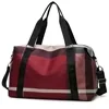 Plaid Oxford Sports Duffel with Dry/Wet Pocket Red color SKU reference