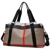 Plaid Oxford Sports Duffel with Dry/Wet Pocket Blue color SKU reference