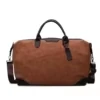Large-Capacity PU Travel Tote with Metal Buckle Brown color SKU reference