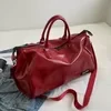 PU Expandable Dry/Wet Gym Duffel Red color SKU reference