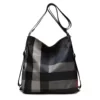 Nylon Grid-Pattern Duffel with Foldable Design Red color SKU reference