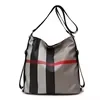 Nylon Grid-Pattern Duffel with Foldable Design Khaki color SKU reference
