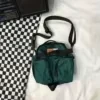 Double-Pocket Oxford Crossbody Sling Bag Green color SKU reference