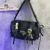 Nylon Utility Crossbody Bag with Removable Strap Black color SKU reference