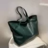 PU Leather Large Shopping Shoulder Tote Green color SKU reference
