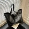 PU Leather Large Shopping Shoulder Tote Black color SKU reference