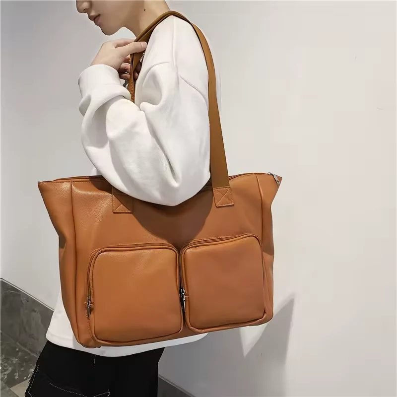 PU Leather Large Shoulder Tote with Pocket product reference image