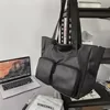 PU Leather Large Shoulder Tote with Pocket Black color SKU reference