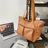 PU Leather Large Shoulder Tote with Pocket Brown color SKU reference