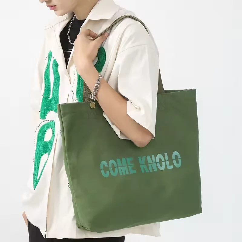 Canvas Letter-Print Shoulder Shopping Tote product reference image