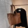 Large Zipper Shopping Tote with Material to Confirm Brown color SKU reference