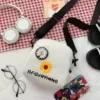 Embroidered Daisy Canvas Mini Crossbody Phone Pouch Design option 03 color SKU reference