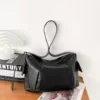 PU Shoulder Satchel with Wide Adjustable Strap and Side Pockets Black color SKU reference