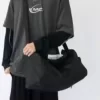 Nylon Weekender Duffel with Separate Shoe Compartment Black color SKU reference