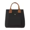 Canvas Tote with Double Shoulder Straps and Front Button Pocket Black color SKU reference