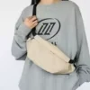 Nylon Crossbody Waist Pack with Dual-Zip Compartments Khaki color SKU reference