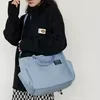 Nylon Weekend Shopping Tote with Side Pockets and Removable Strap Blue color SKU reference