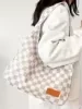Checkerboard Canvas Tote with Magnetic Top Closure Khaki color SKU reference