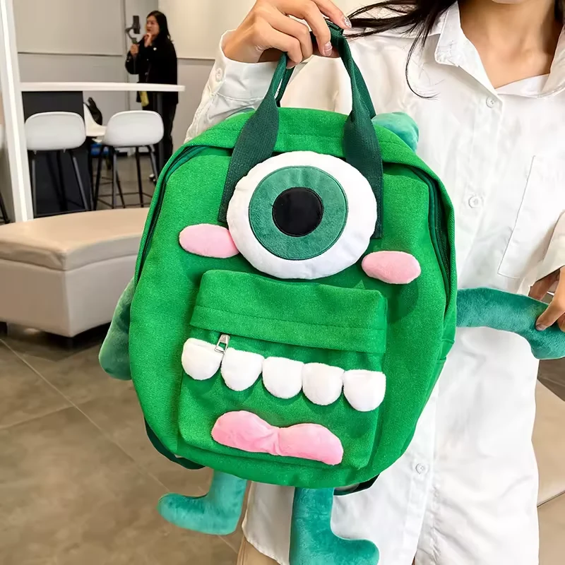 Green Cartoon Monster Backpack with Front Pocket product reference image