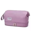 Double-Layer Polyester Travel Cosmetic Bag with Top Handle Purple color SKU reference
