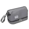 Double-Layer Polyester Travel Cosmetic Bag with Top Handle Gray color SKU reference