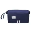 Double-Layer Polyester Travel Cosmetic Bag with Top Handle Blue color SKU reference