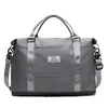 Two-Size Nylon Gym & Travel Duffel with Shoe Compartment Gray color SKU reference