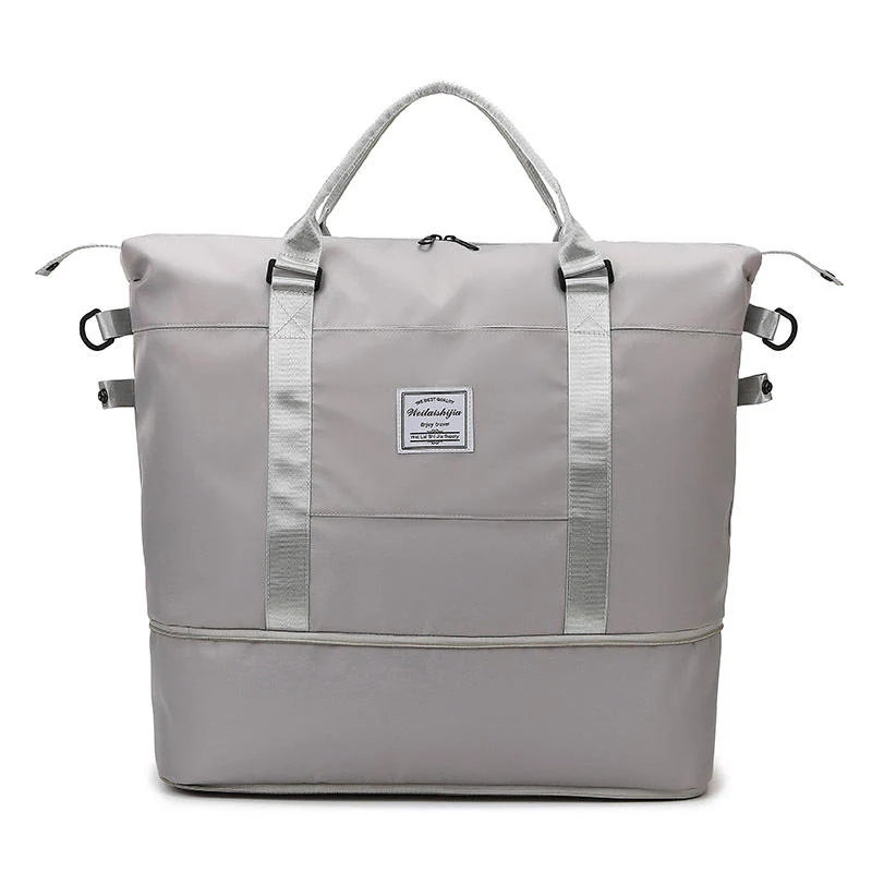 Expandable Nylon Travel and Gym Bag in Two Sizes Gray color SKU reference
