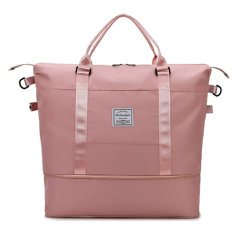 Expandable Nylon Travel and Gym Bag in Two Sizes Pink color SKU reference