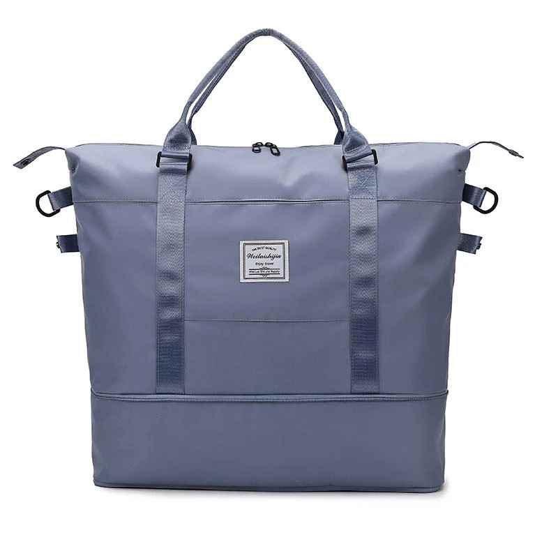 Expandable Nylon Travel and Gym Bag in Two Sizes Blue color SKU reference