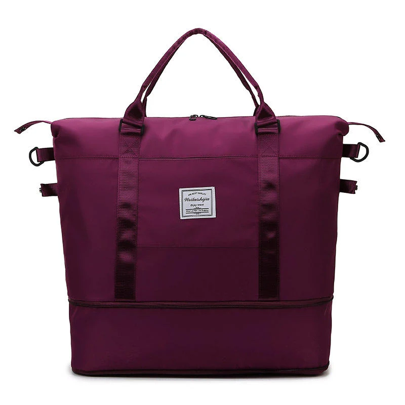 Expandable Nylon Travel and Gym Bag in Two Sizes Dark purple color SKU reference
