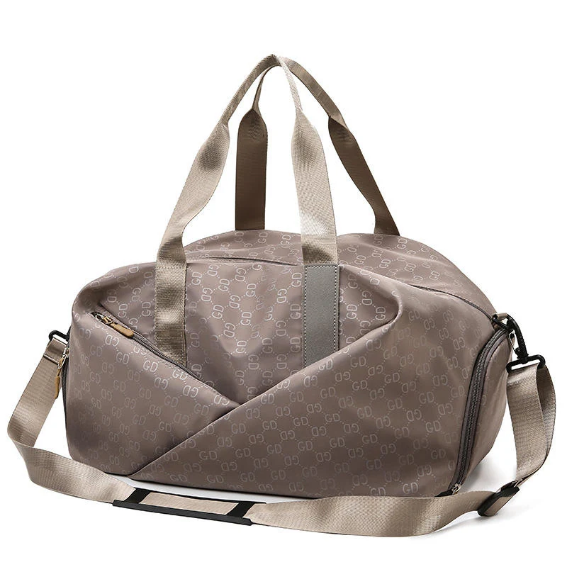 Nylon Gym Tote with Wet-Dry and Shoe Compartments Khaki color SKU reference