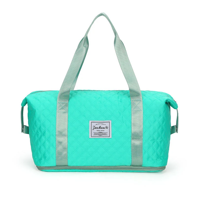 Quilted Expandable Nylon Weekender Tote with Trolley Holder Green color SKU reference